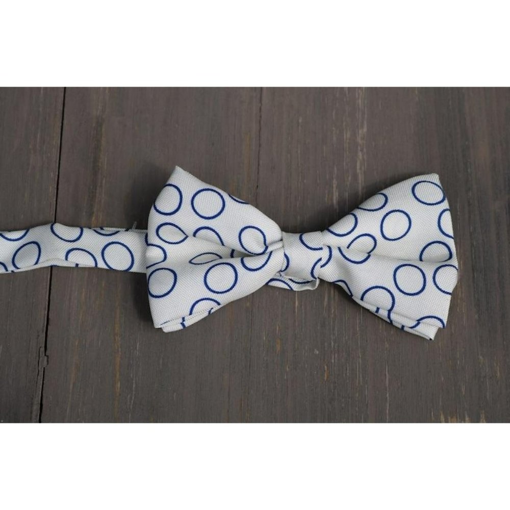 White With Blue Circles Silk Bowties by Marzullo